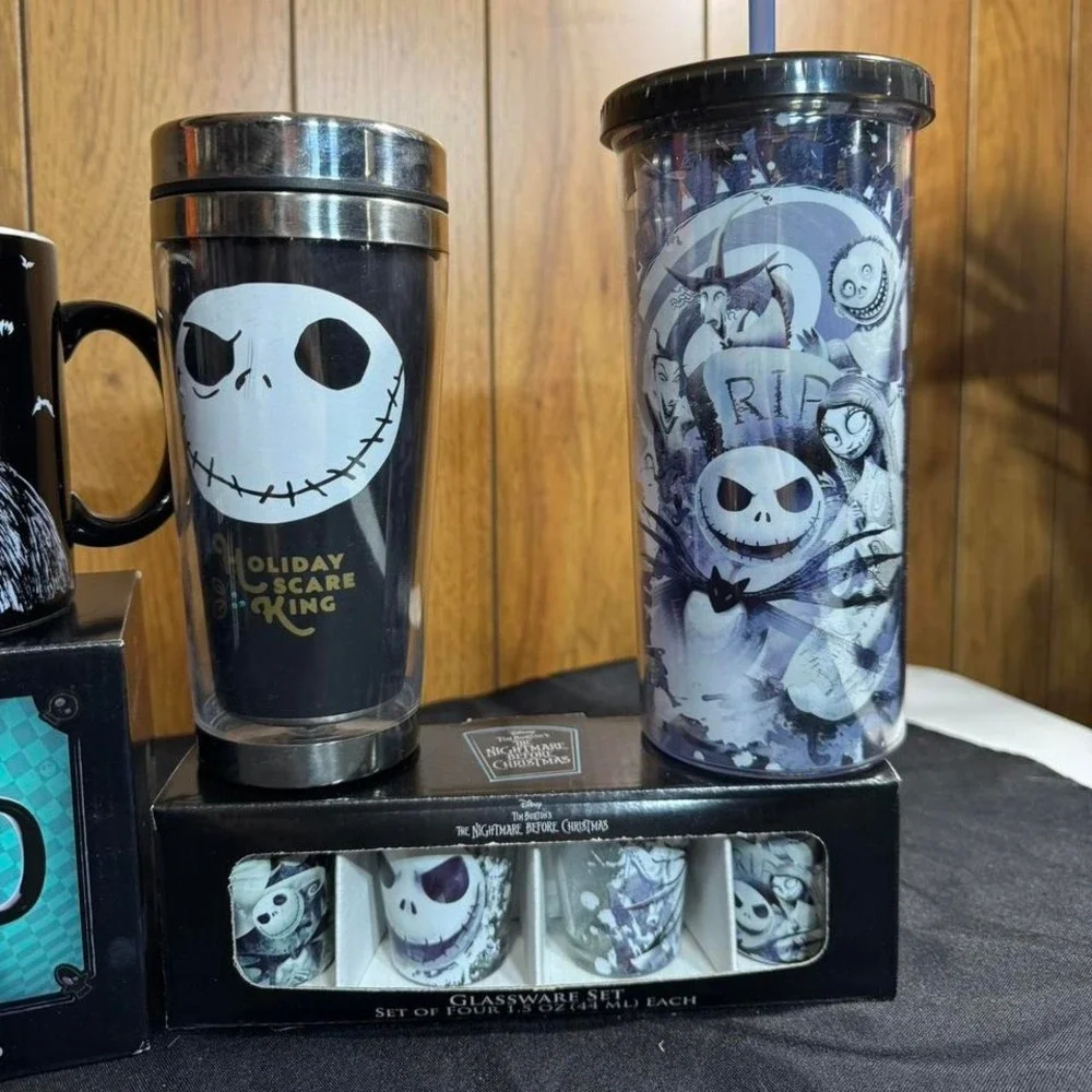 Nightmare Before Christmas Drinkware  set -‎ 2 mugs, 2 tumblers, 4 shot glasses